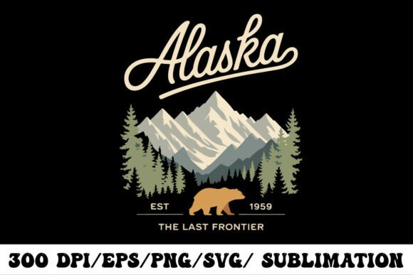 Alaska Vintage Mountain Bear: Rugged Beauty in Design