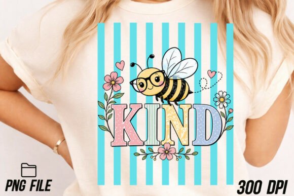 Be Kind Bee Preppy Striped PNG: A Design Asset for Every Creator