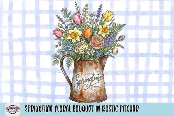 Capturing Springtime Charm with a Rustic Pitcher Bouquet