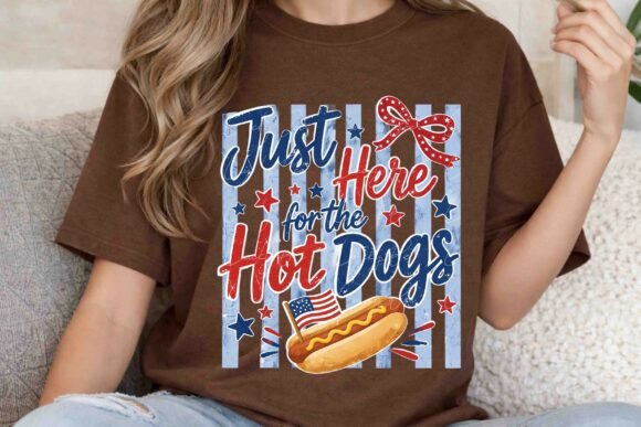Celebrate with Just Here Forthe Hot Dogs PNG for the 4th of July