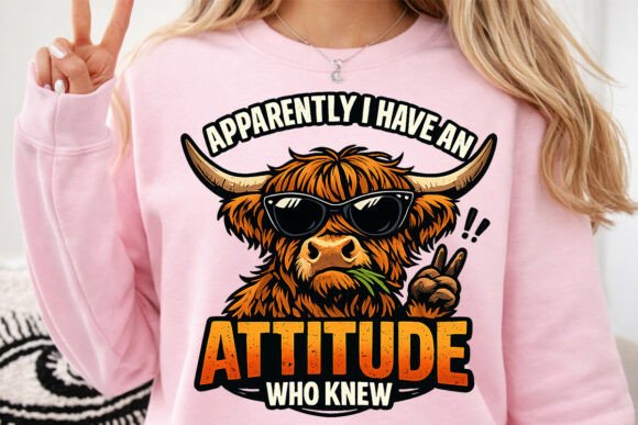 Funny Highland Cow Attitude Sublimation: A Design Asset with Sass