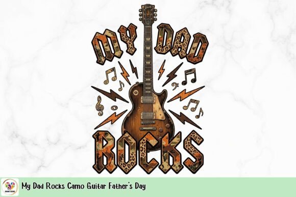My Dad Rocks Camo Guitar Father's Day