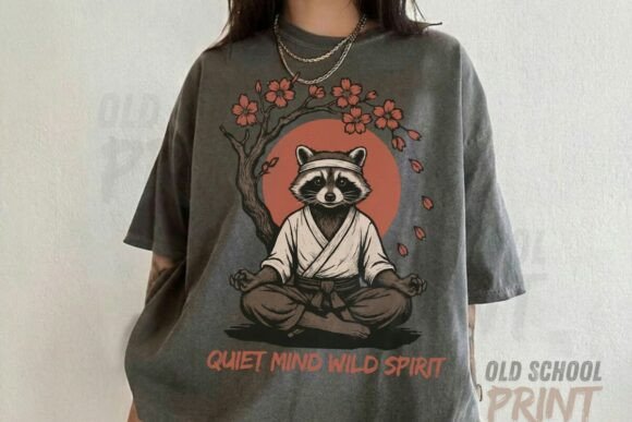 Quiet Mind Wild Spirit Zen Raccoon PNG: A Design Asset for Balance