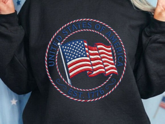 USA Flag Circle Est1776 Tshirt Png: Patriotic Design Asset